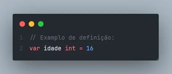 Exemplo de definição em Golang